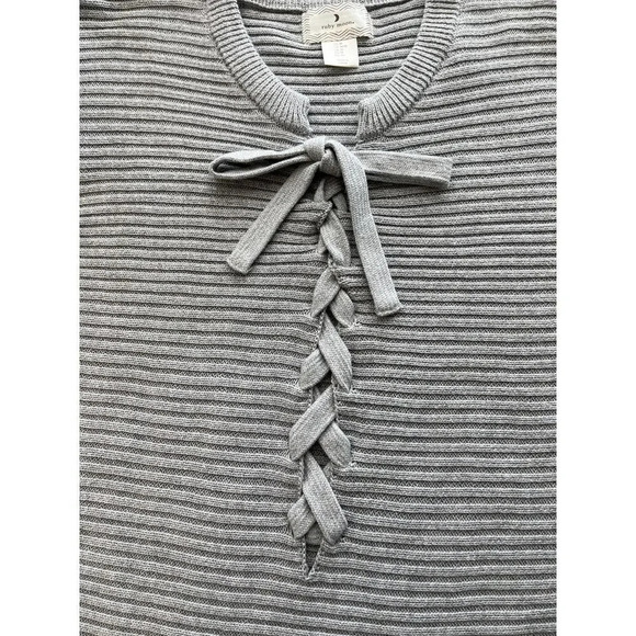 Ruby Moon Womens M Gray Knit Lace-Up Long Sleeves Sweater New - Picture 6 of 13